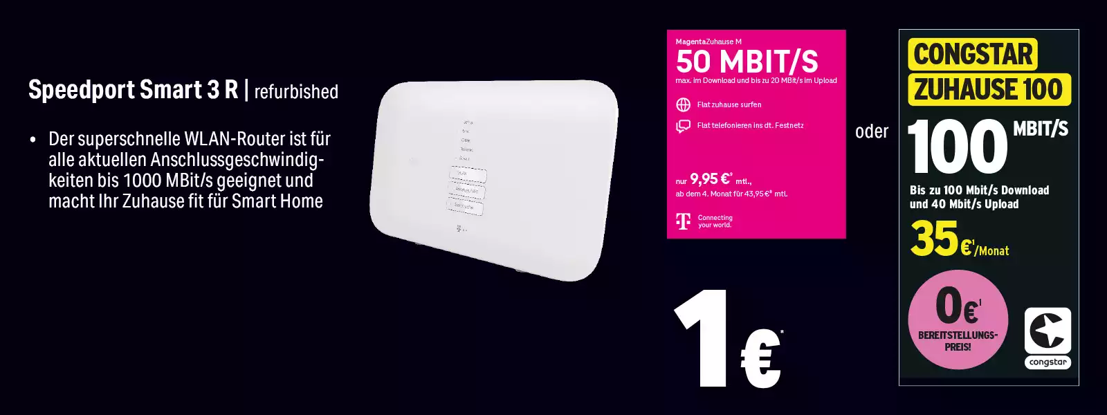 Speedport Smart 3 R refurbished WLAN-Router mit MagentaZuhause oder congstar Tarifen